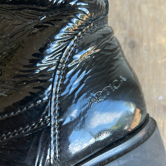 ARTICA Baldy Black Patent Leather Chunky Heel Strap Booties EU 37 US 6.5–7 - Picture 5 of 16